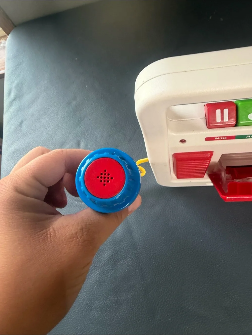 Fisher-Price White Kids Music Player with Red Panel and Red Microphone